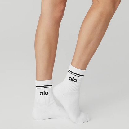 Unisex Half-Crew Throwback Sock - White/Black