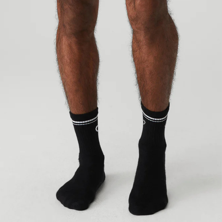 Unisex Half-Crew Throwback Sock - Black/White